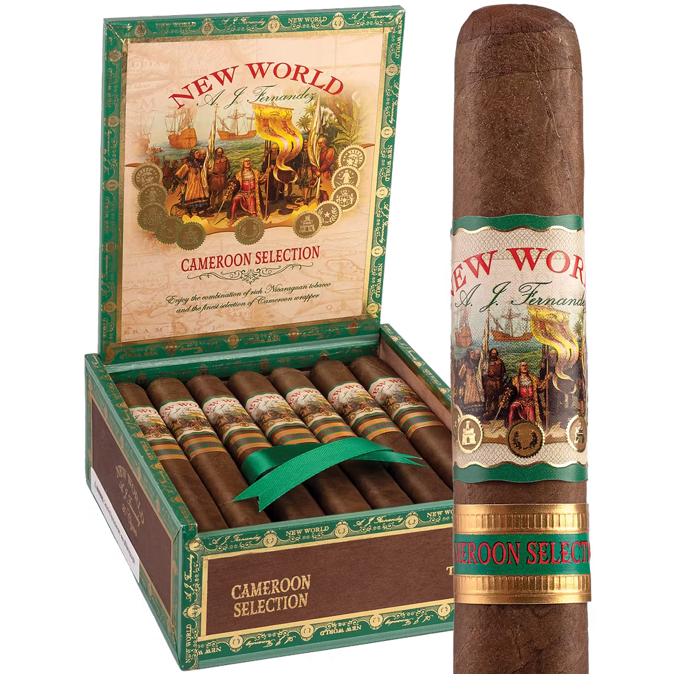 New World Cameroon cigar box and single cigar